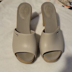 Gray Open-Toe Mule Heels Made By Nosox Size 9
